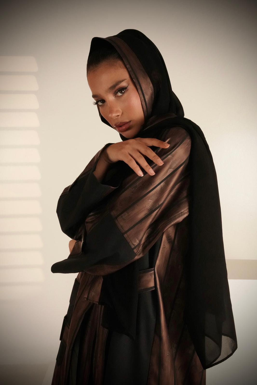 Abaya, shiny brown color