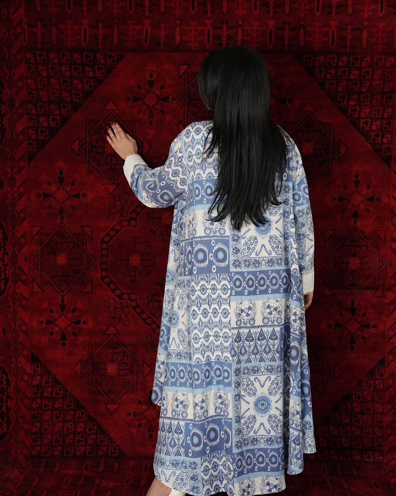 Loose blue patterned Dress