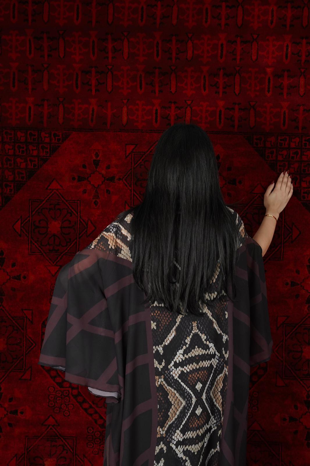 Snake skin printed Dress with butterfly sleeves