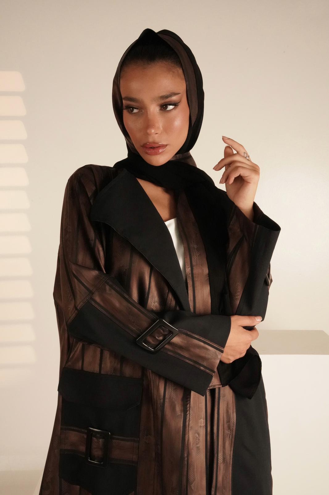 Abaya, shiny brown color