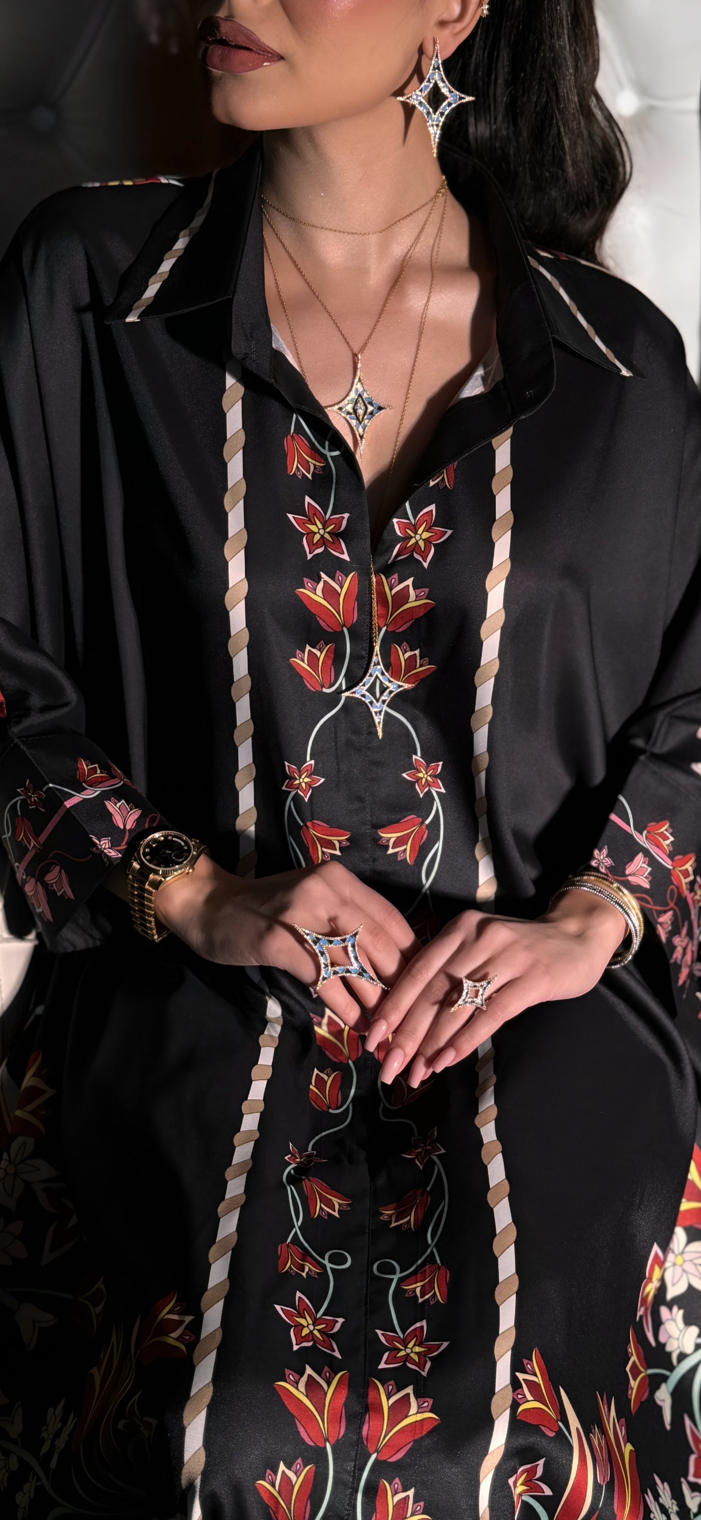 Stunning Maxi Dress and Pants Set with Floral Embroidery