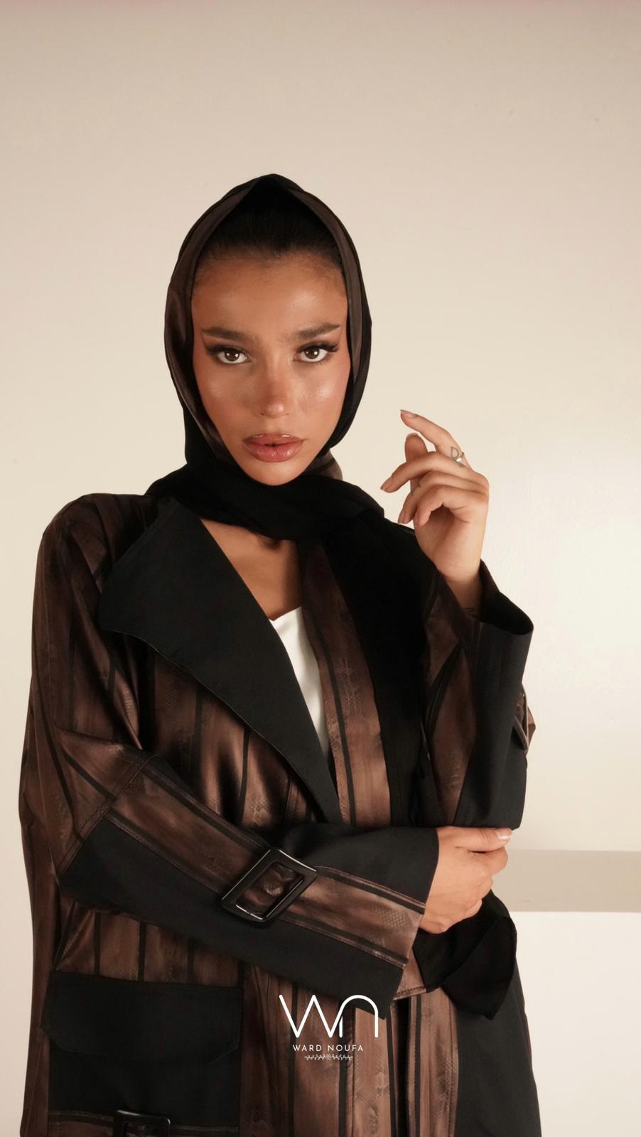 Abaya, shiny brown color