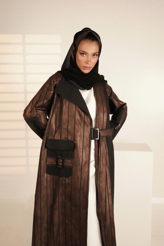 Abaya, shiny brown color