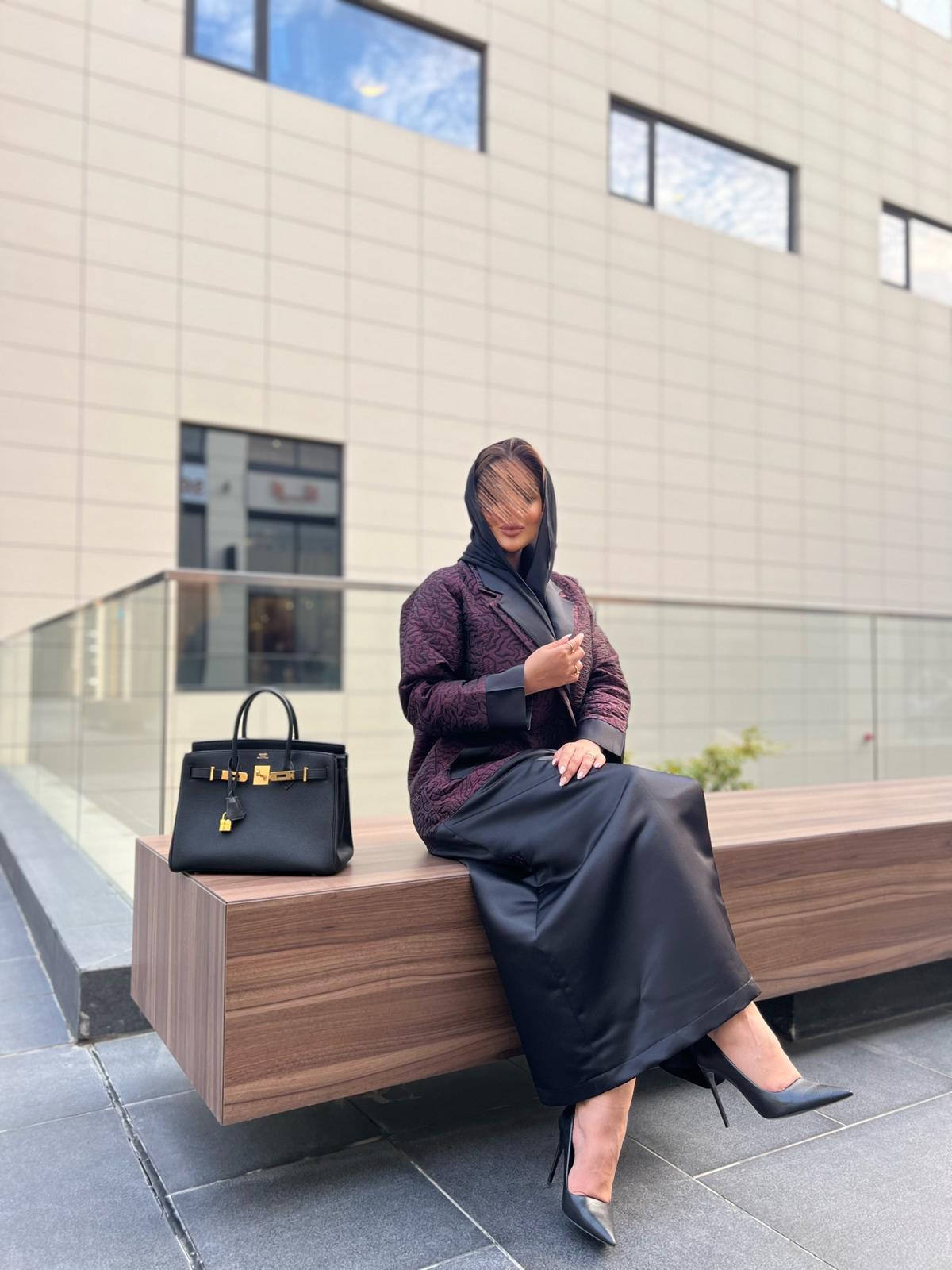Dark purple embellished abaya