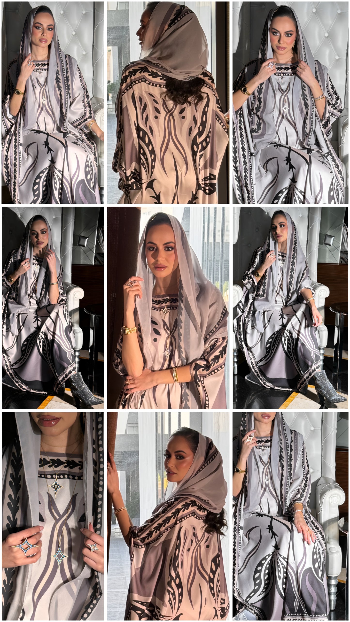 Elegant Silk Kaftan with Chiffon Hijab