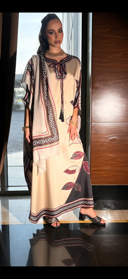 Elegant Maxi Dress Set with Scarf and Stylish Sandals