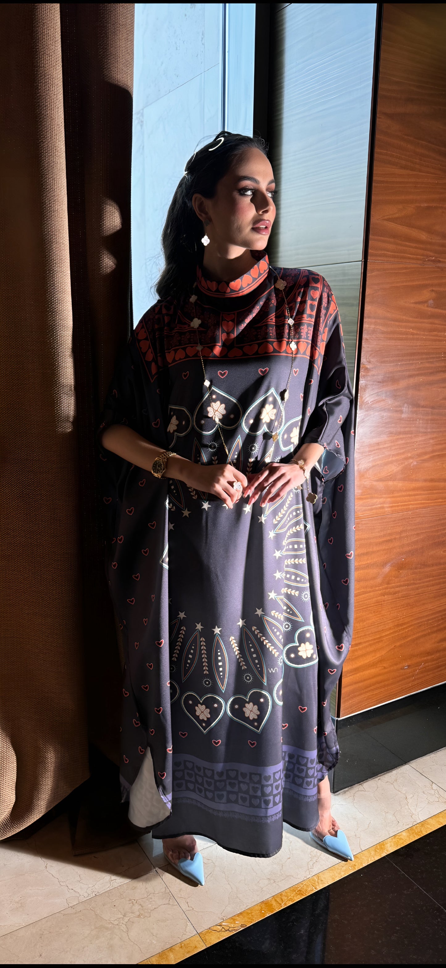 Luxurious Silk Kaftan with Intricate Patterns