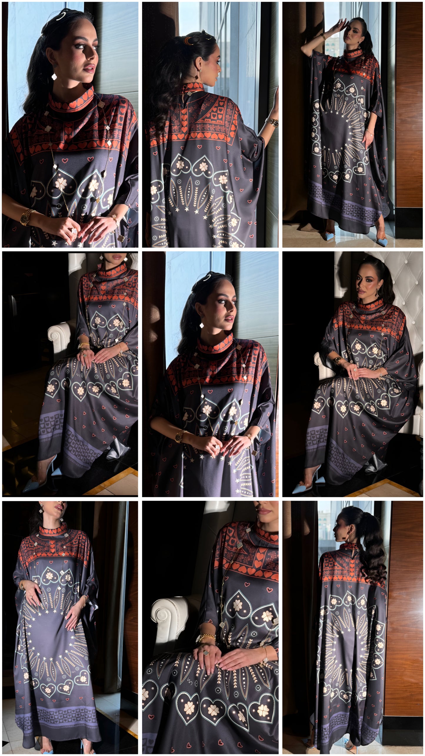 Luxurious Silk Kaftan with Intricate Patterns