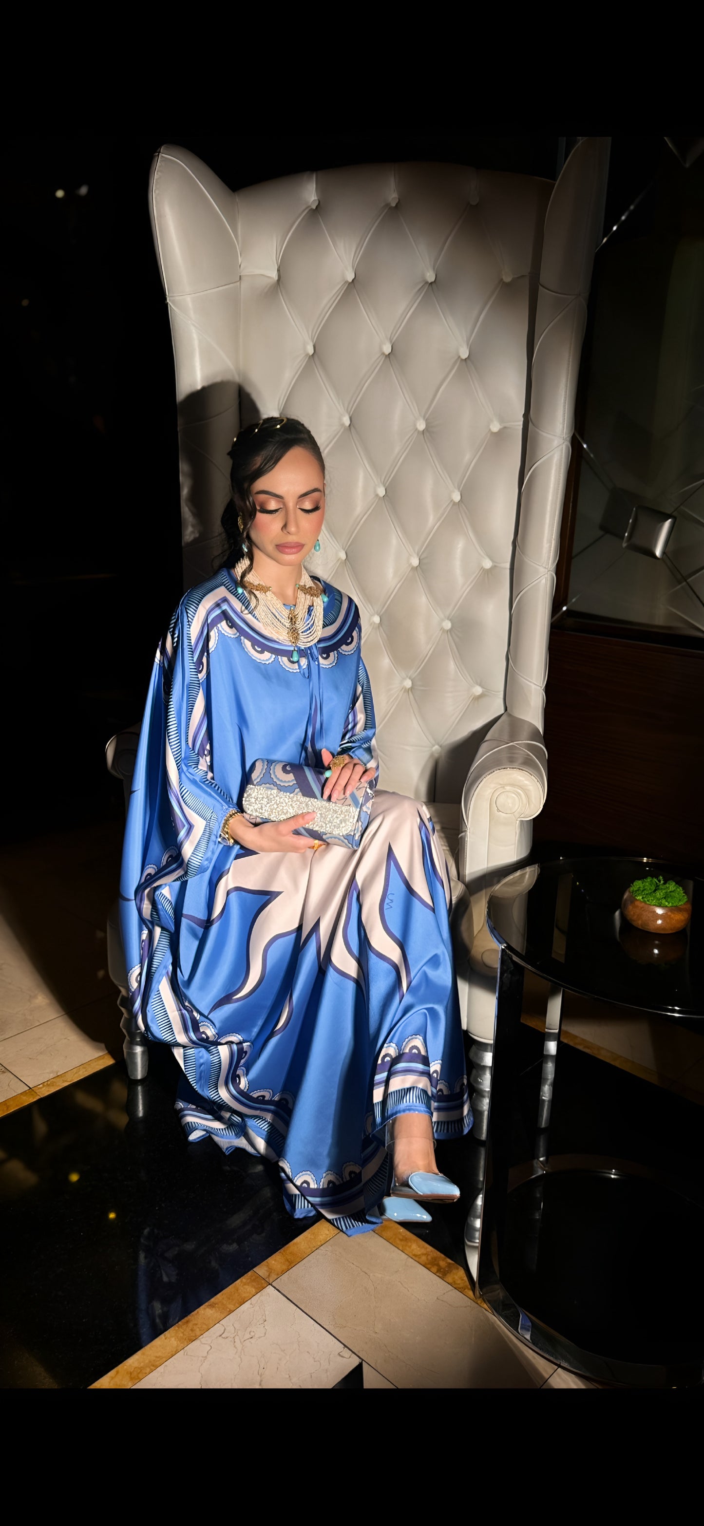 Elegant Silk Kaftan with Matching Clutch