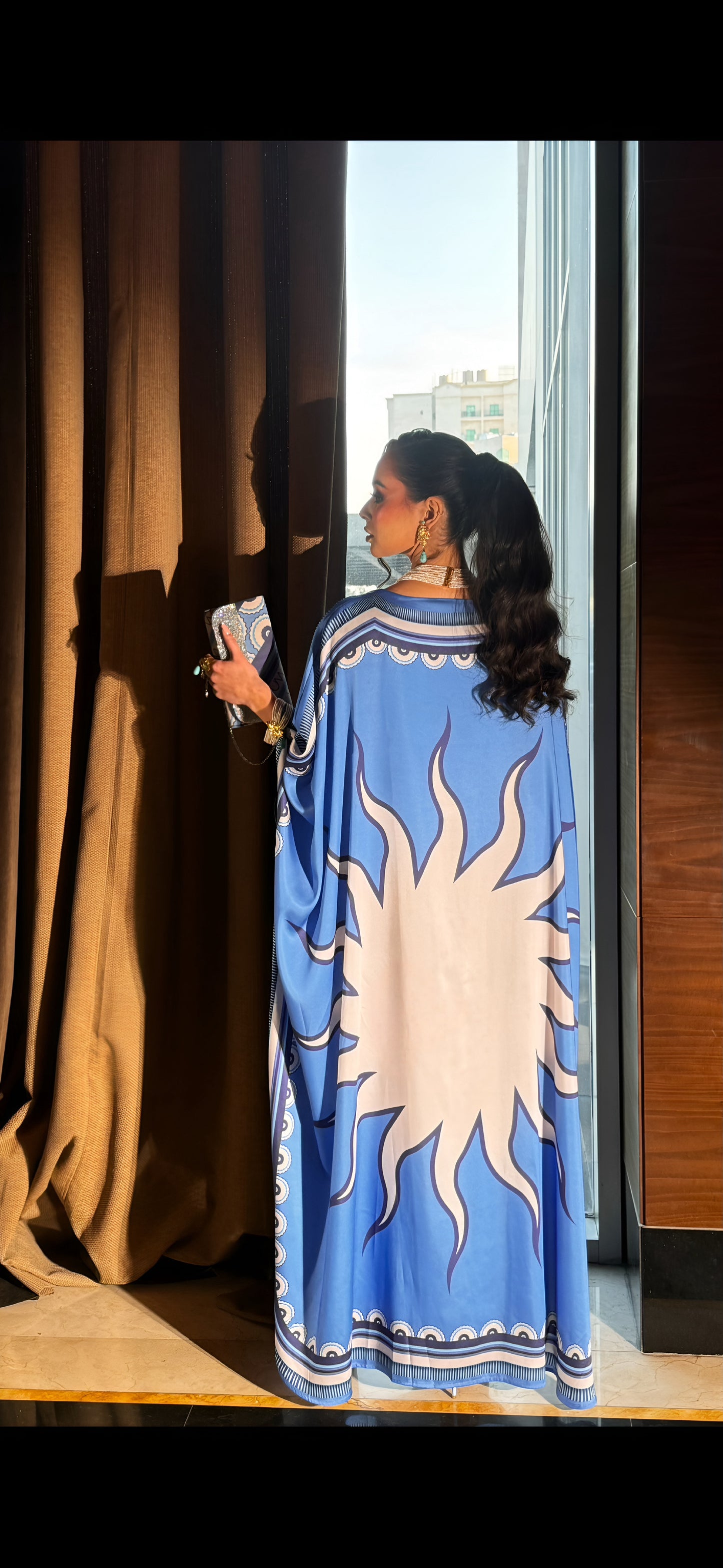 Elegant Silk Kaftan with Matching Clutch