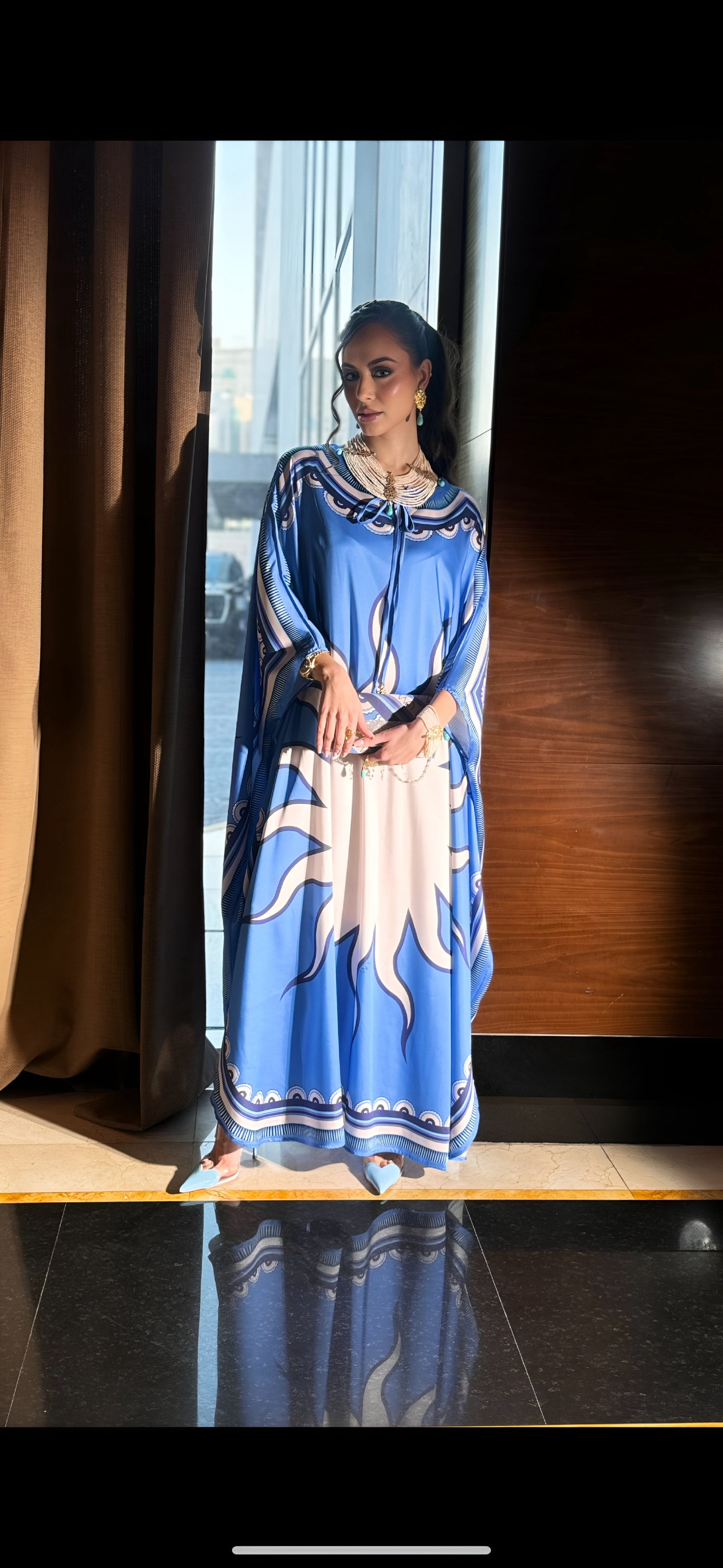 Elegant Silk Kaftan with Matching Clutch