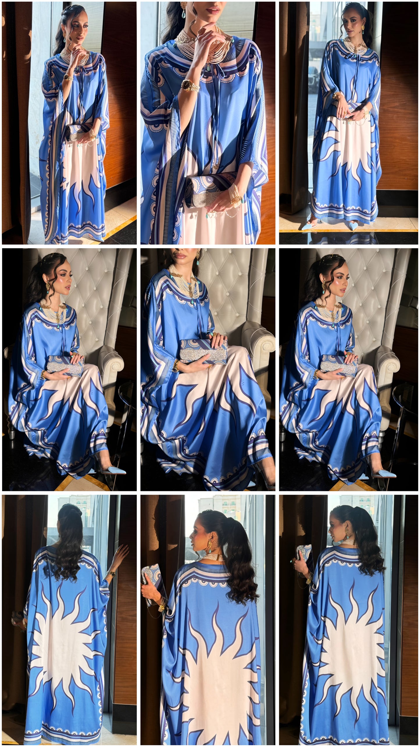 Elegant Silk Kaftan with Matching Clutch