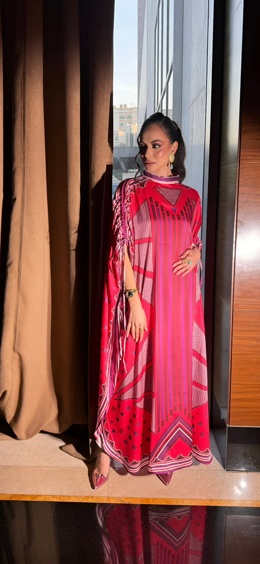 Exquisite Silk Kaftan with Vibrant Patterns