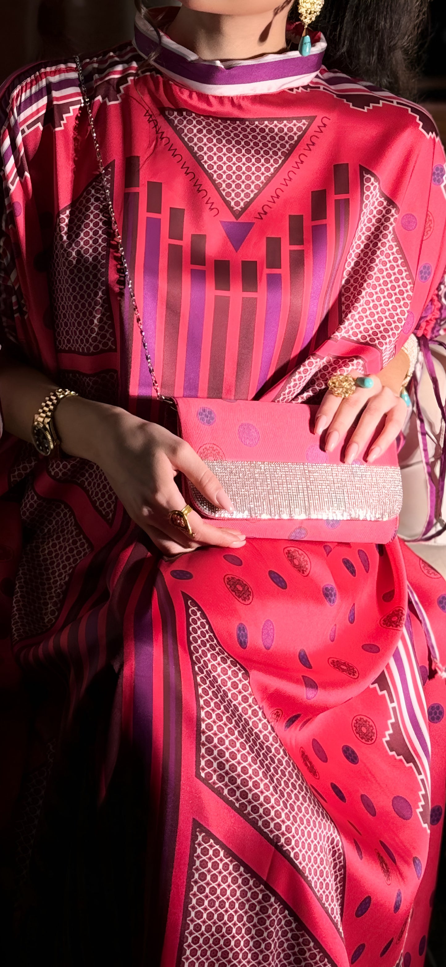 Exquisite Silk Kaftan with Vibrant Patterns