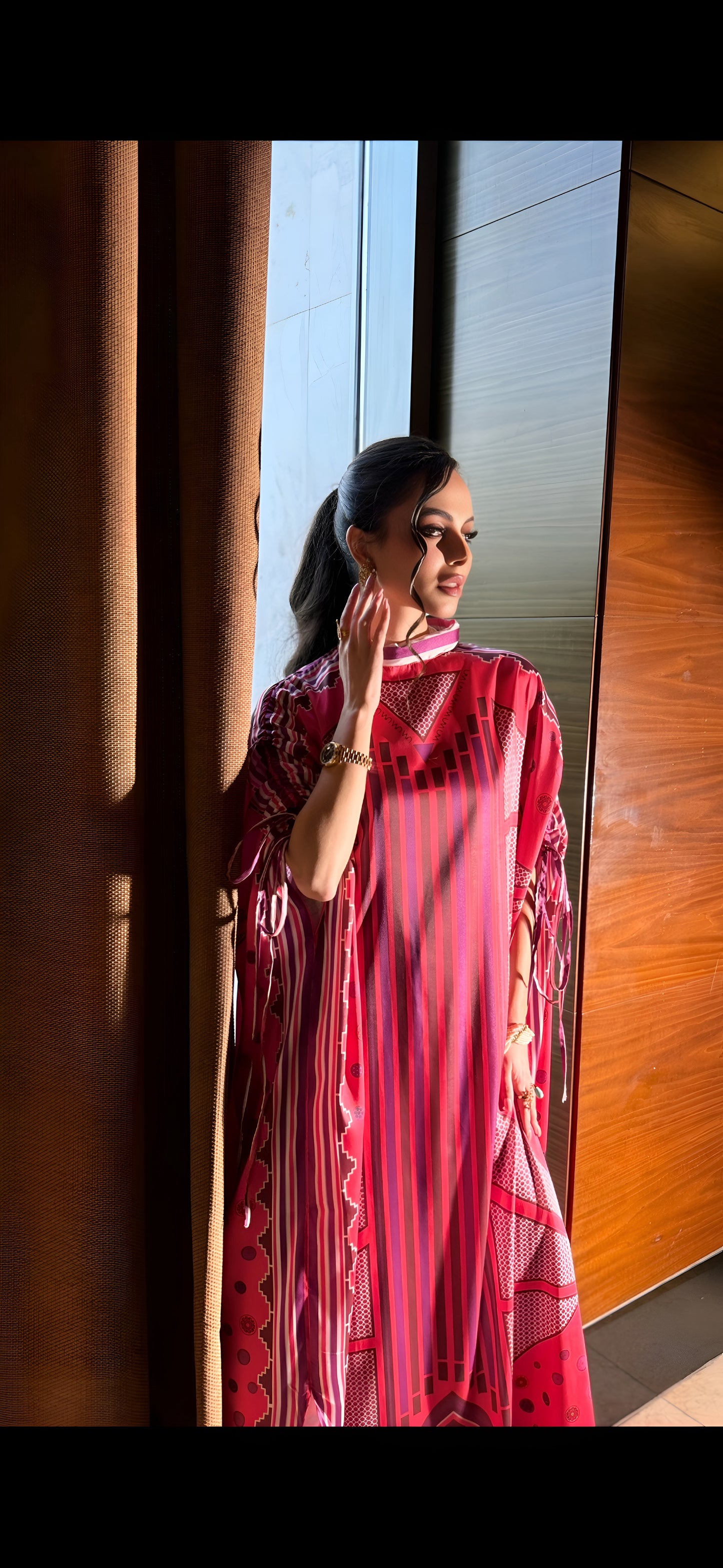 Exquisite Silk Kaftan with Vibrant Patterns
