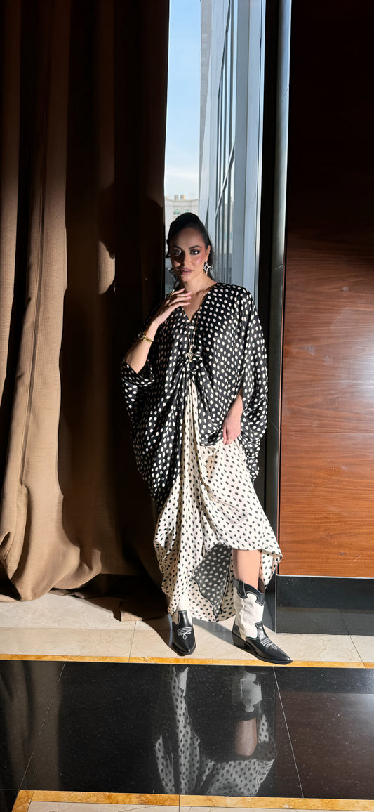 Dress crafted from a blend of cotton and silk